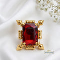 Black & Red Crystal Statement Ring | Gold Spike Cocktail Ring