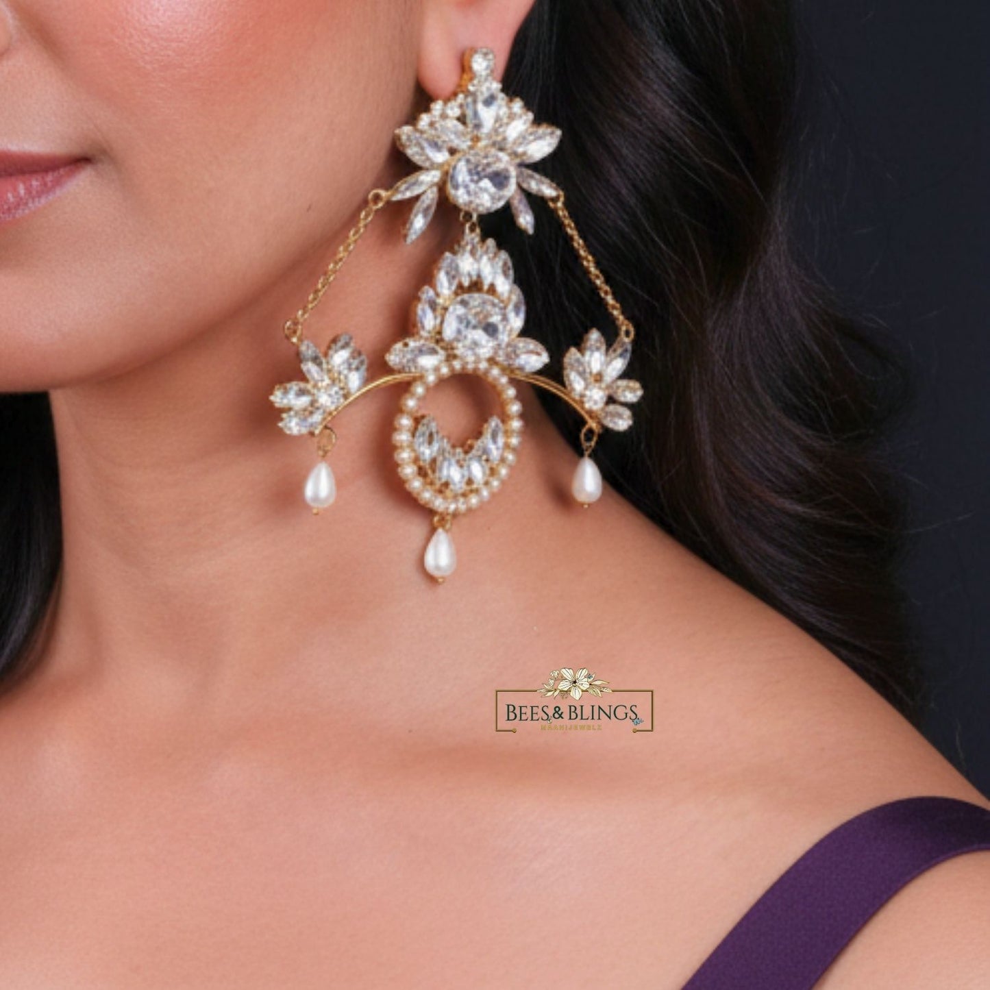 rhinestone party statement earrings