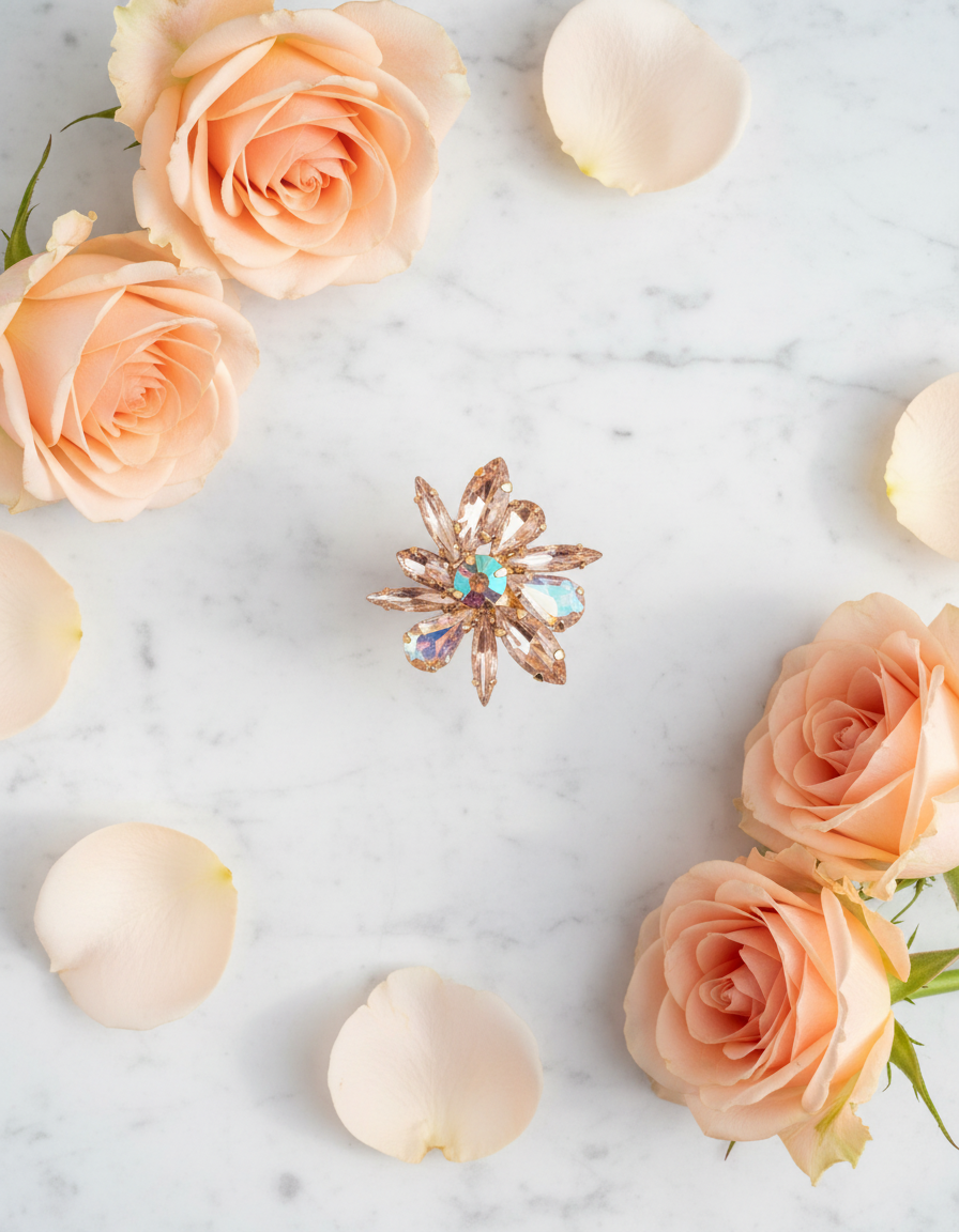 rhinestone pink statement ring