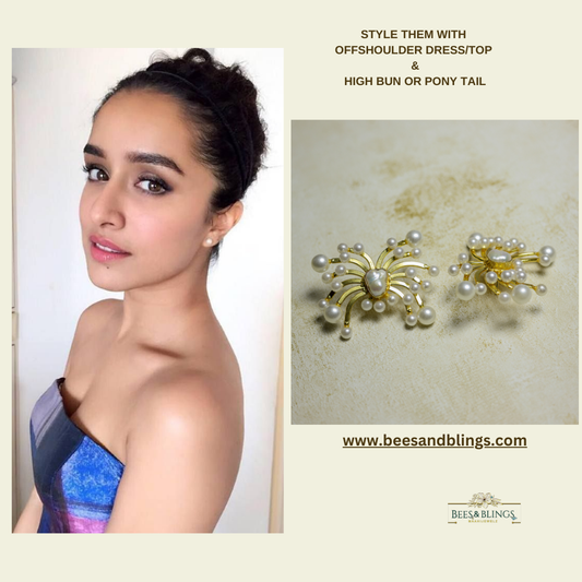GOLDEN PEARL STATEMENT EARRING