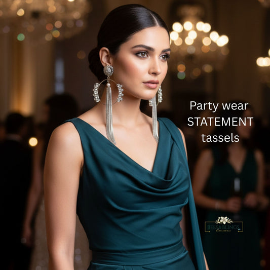 silver-long-tassel earrings