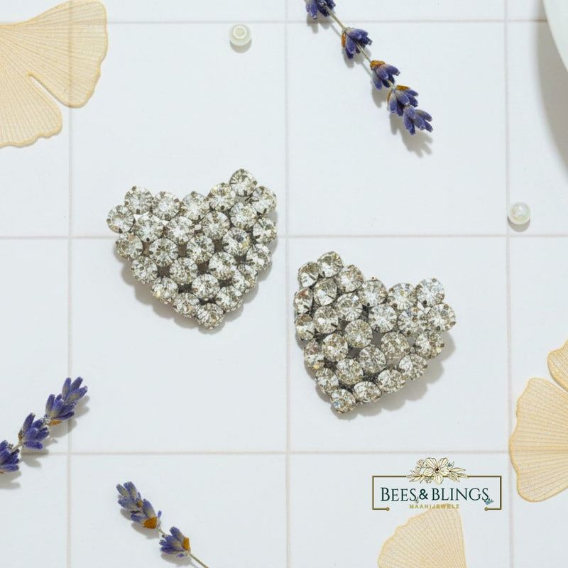 silver heart statement earrings