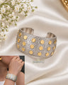 Silver & Gold Studded Wide Cuff Bracelet