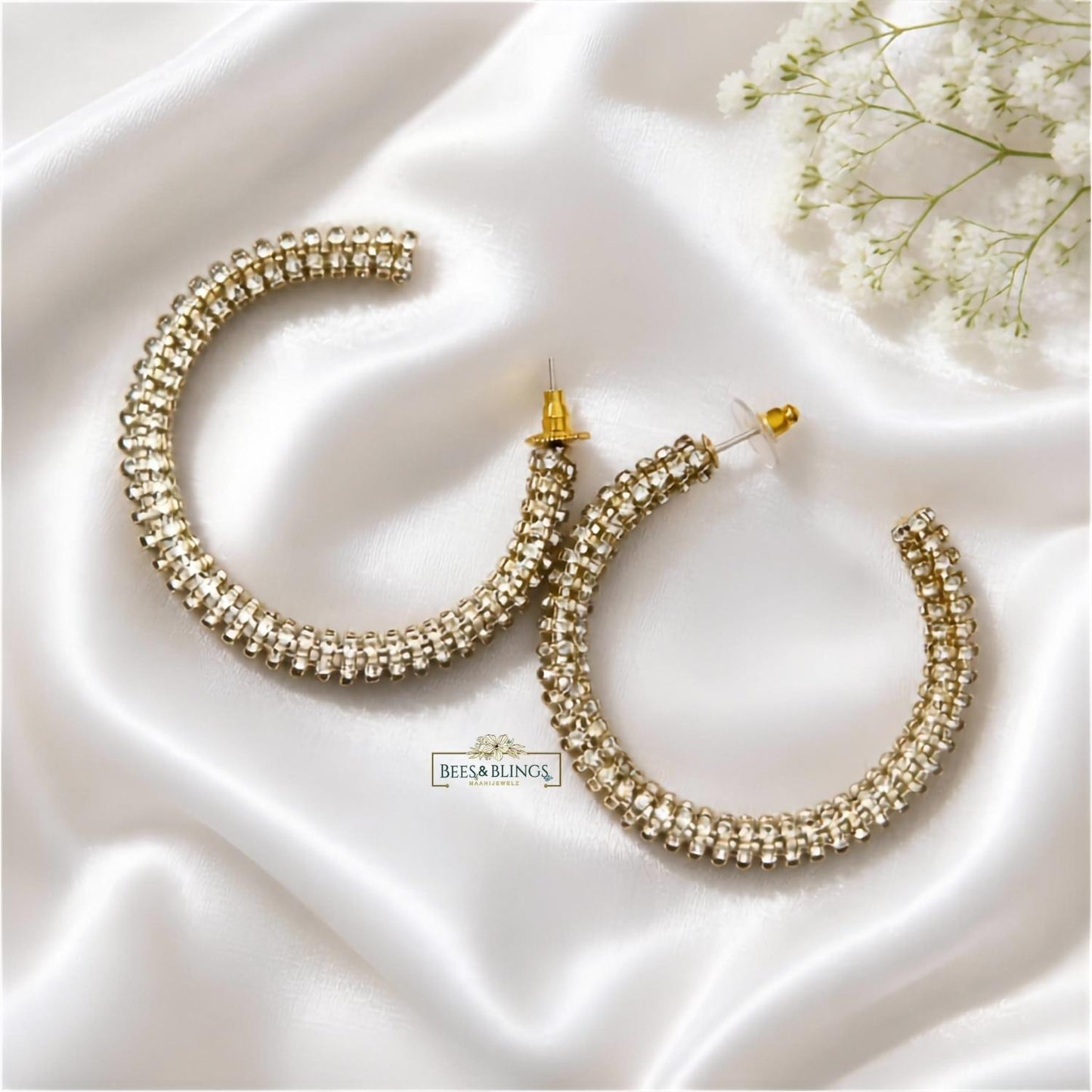 Silver Pearl Hoop Earrings | Gold-Plated Statement Hoops for Women