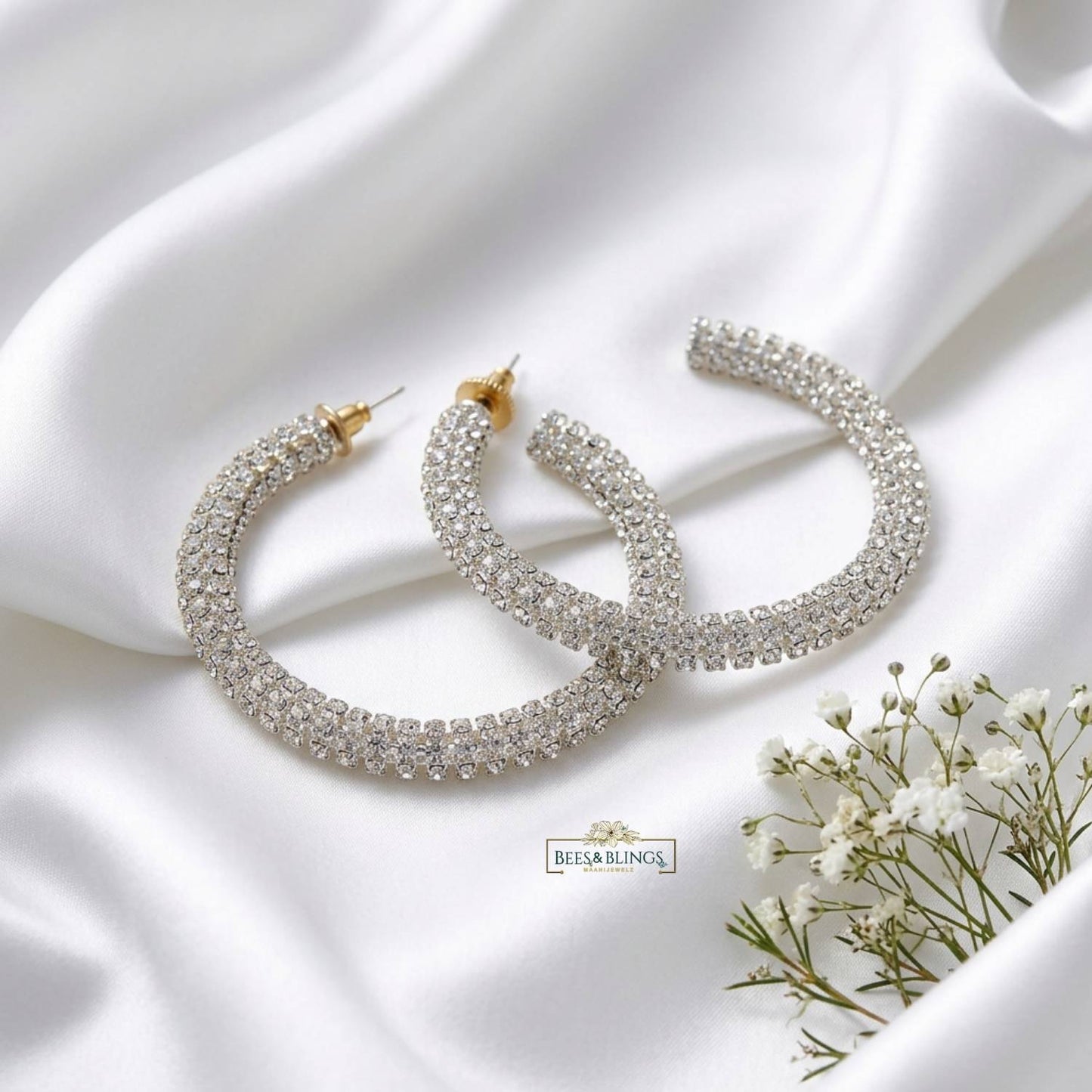 Silver Pearl Hoop Earrings | Gold-Plated Statement Hoops for Women