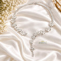 Silver Crystal Pearl Floral Y-Necklace