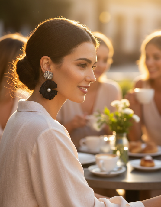 black statement earrings