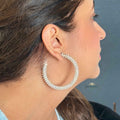 Silver Pearl Hoop Earrings | Gold-Plated Statement Hoops for Women