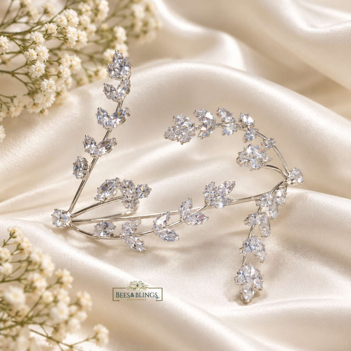 Crystal Leaf Palm Ring – Statement Hand Harness
