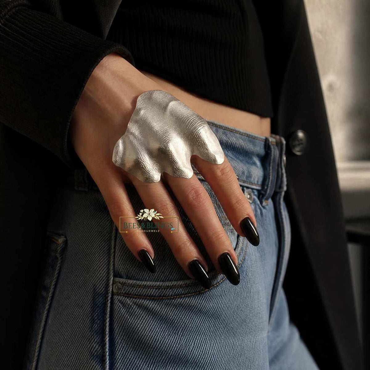 Silver Palm Cuff Accessory