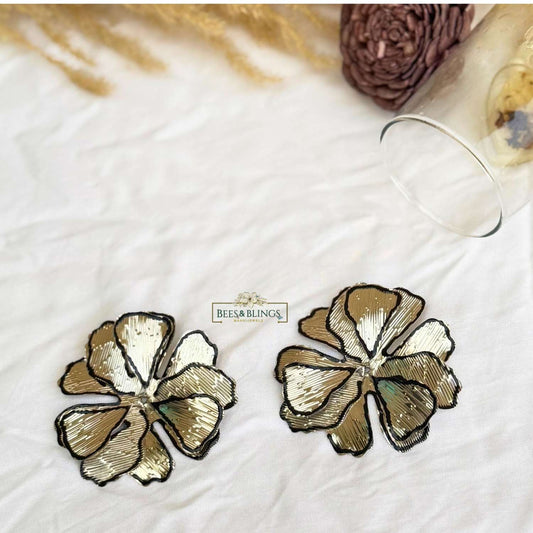 Silver Floral Statement Earrings