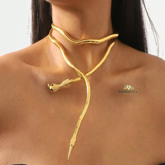 Gold Snake Choker Necklace