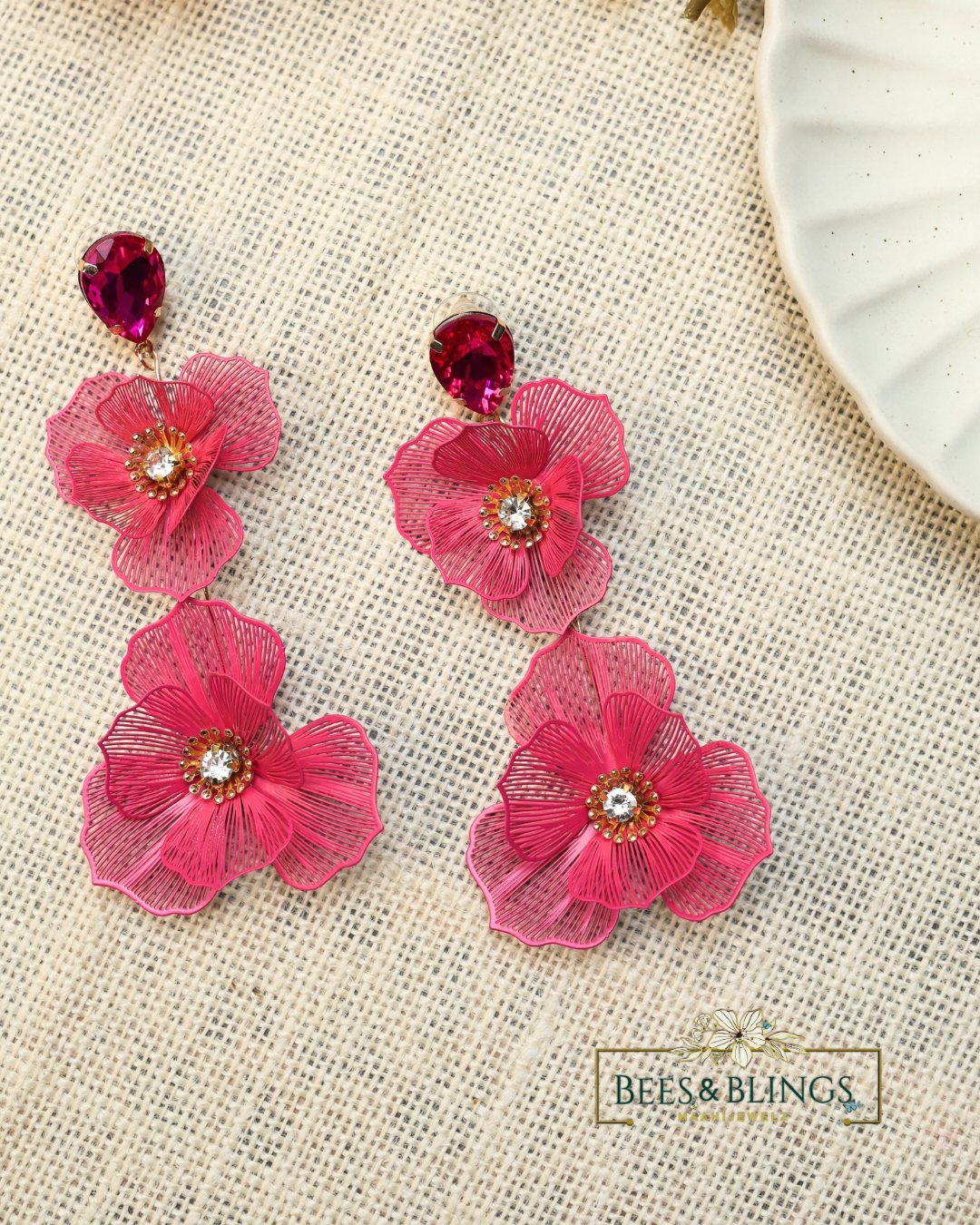 pink-floral-party-earrings