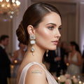 White Crystal Statement Drop Earrings
