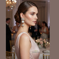 White Crystal Statement Drop Earrings