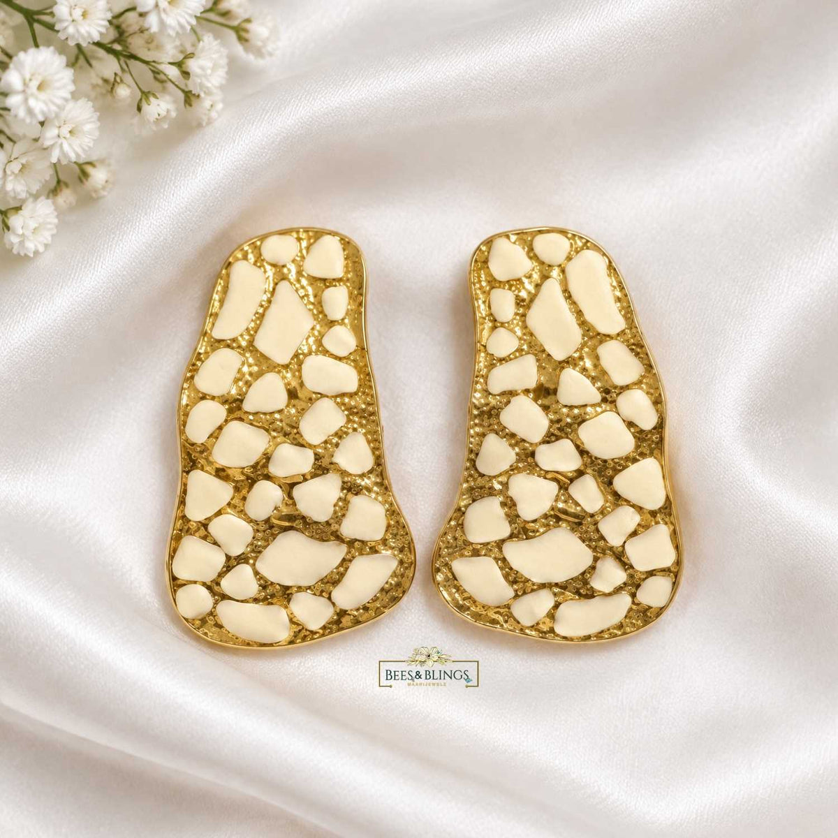 White Enamel Statement Earring