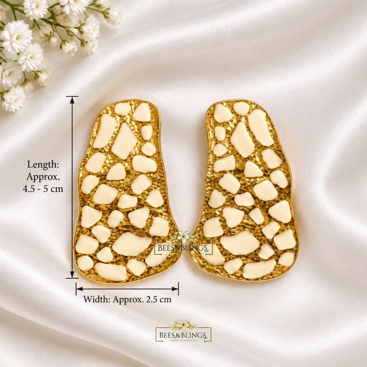 White Enamel Statement Earring