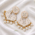 White Meenakari Kundan Jhumkas