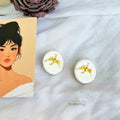 White Enamel Bird Stud Earrings