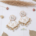 White Meenakari Kundan Jhumkas