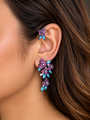 Wine Gunmetal Statement Floral EarCuff