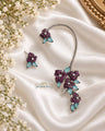 Wine Gunmetal Statement Floral EarCuff